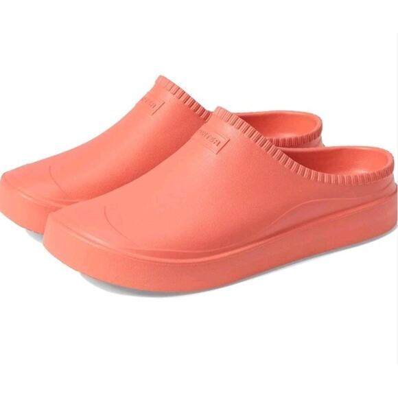 HUNTER In And Out Rubber Bloom Clogs Unisex Size 12 Persimmon Pink - Picture 1 of 5